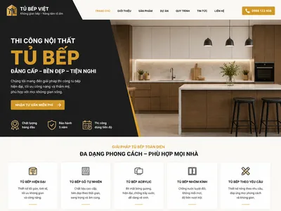 Mẫu Website Dịch Vụ Thiết Kế & Thi Công Tủ Bếp Thông Minh (SmartKitchen)